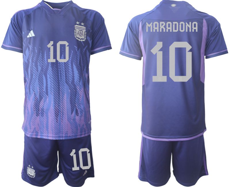 Men 2022 World Cup National Team Argentina away purple 10 Soccer Jersey